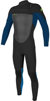 2025 O'Neill Youth Epic 5/4mm Chest Zip GBS Wetsuit 5372 - Black / Deep Sea / Bali Blue